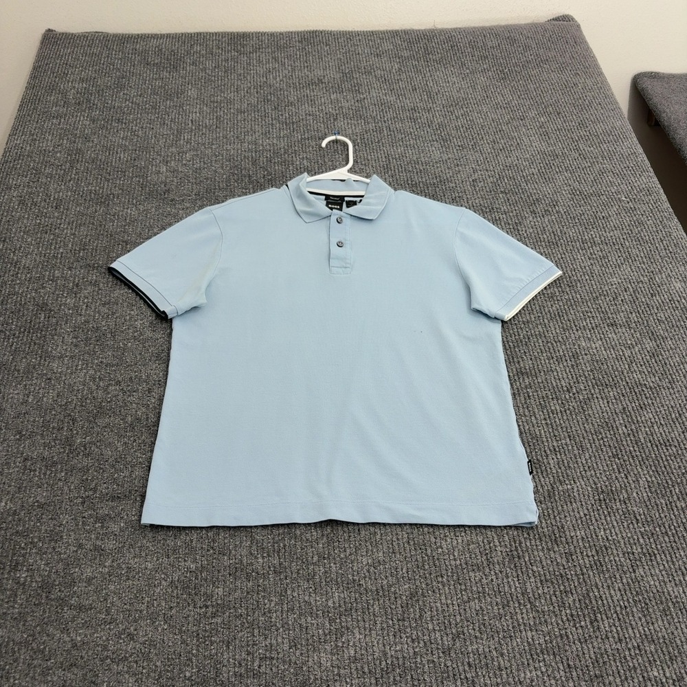 Hugo Boss Polo Shirt Mens M Blue Mercerized Cotton Short Sleeve Casual Luxury